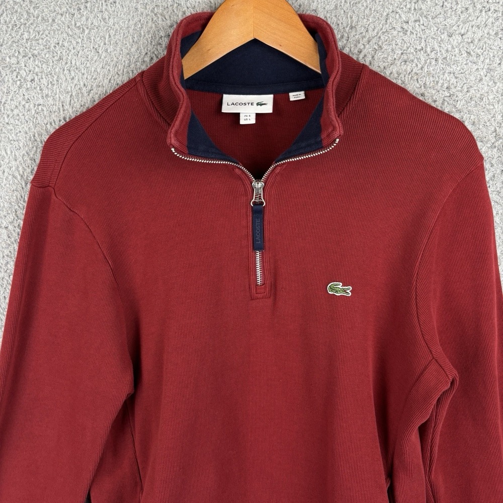 Lacoste Men's Red Zip Up Sweater